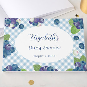 Livre d'or de fête prénatale Gingham Bleu Sucré au