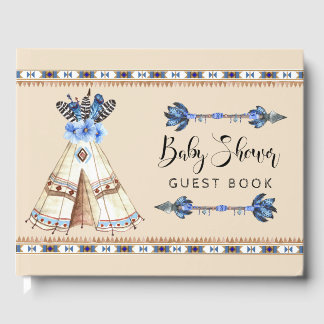 Livre d'or de fête prénatale Tribal Teepee Rustiqu