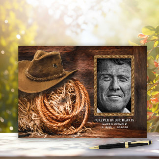 Livre d'or de funérailles avec photo de chapeau de