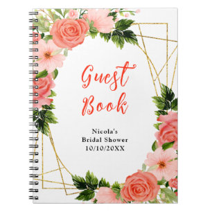 Livre d'or de la fête prénuptiale aux roses corail