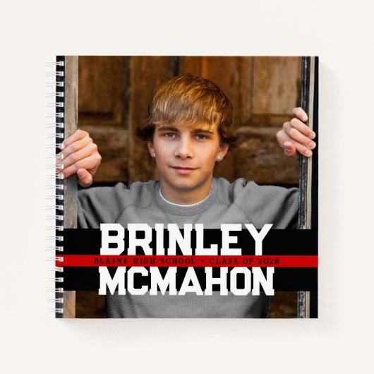 Livre d'or de la Graduation Photo Noir et Rouge (Devant)