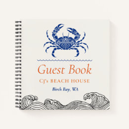 Livre d'or de maison de plage Crabe bleu Vagues oc