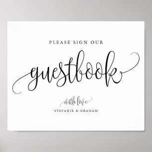 Livre d'or de mariage à calligraphie noire Pretty 