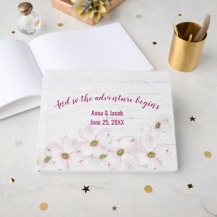 Livre d'or de mariage à fleurs de cosmos rose