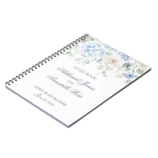 Livre d'or de mariage à fleurs d'hortensia bleu So (Côté gauche)