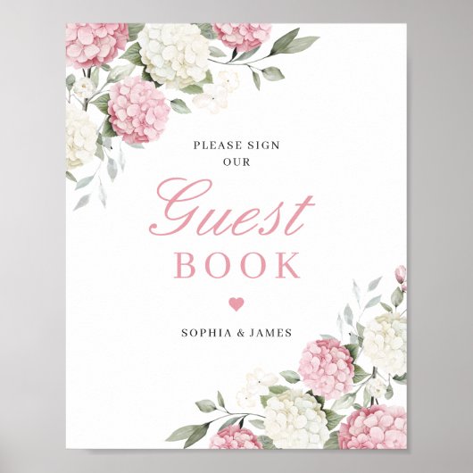 Livre d'or de mariage à la verdure d'hydrangea ros (Devant)
