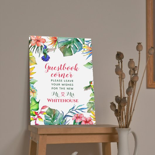 Livre d'or de mariage à l'aquarelle à l'hibiscus t