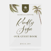 Livre d'or de mariage à monogramme avec palmiers à (Recto)