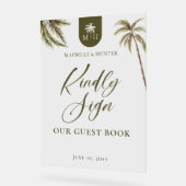 Livre d'or de mariage à monogramme avec palmiers à (Angle)