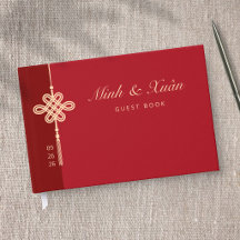 Livre d'or de mariage à noeud concentrique rouge t