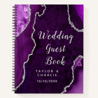 Livre d'or de mariage Agate Violet et Argent