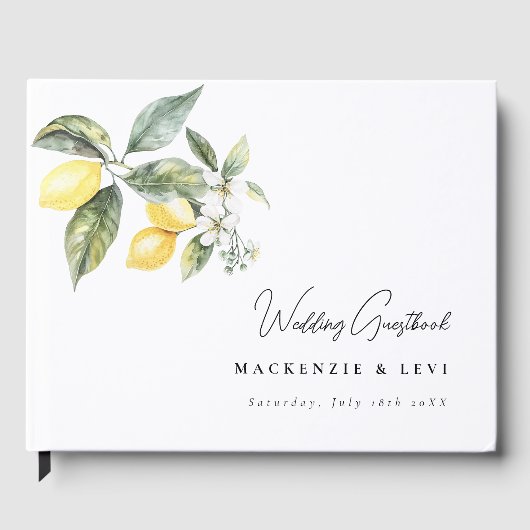 Livre d'or de mariage aquarelle moderne Lemon Gard (Recto)