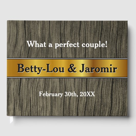 Livre d'or de mariage aspect or faux rustique (Recto)