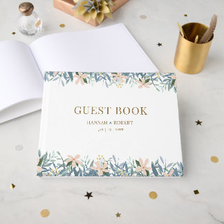 Livre d'or de mariage aux fleurs sauvages moderne