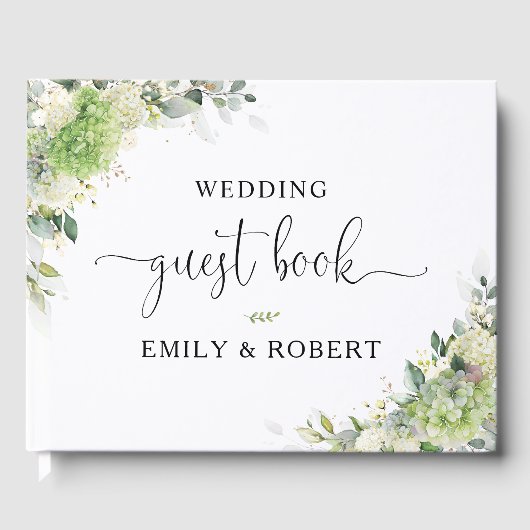 Livre d'or de mariage aux hydrangeas botaniques (Recto)