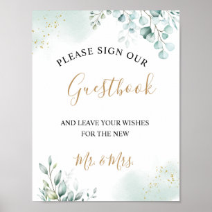 Livre d'or de mariage avec feuilles de eucalyptus