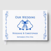 Livre d'or de mariage Bells Scrollwork Bleu Saphir (Recto)