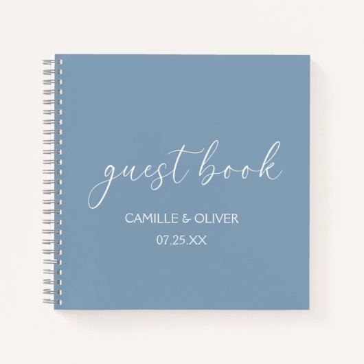 Livre d'or de mariage bleu poussiéreux (Devant)