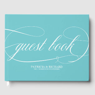Livre d'or de mariage bleu puriste chic simple