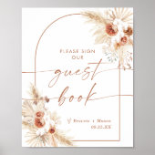 Livre d'or de mariage Boho | Arbre Herbe de Pampas (Devant)