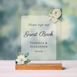 Livre d'or de mariage botanique givré élégant
