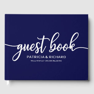 Livre d'or de mariage calligraphie chic bleu marin
