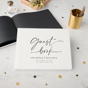 Livre d'or de mariage chic à script minimaliste mo
