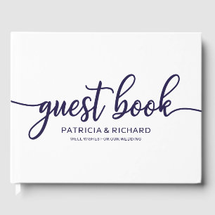 Livre d'or de mariage chic bleu marine calligraphi