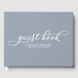 Livre d'or de mariage chic écriture bleu poussiére