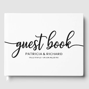 Livre d'or de mariage chic noir et blanc calligrap