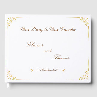 Livre d'or de mariage classique avec bordure dorée