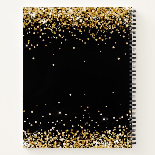 Livre d'or de mariage confettis noir et or (Dos)