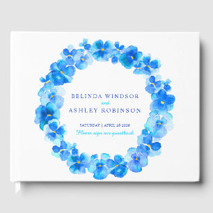 Livre d'or de mariage d'aquarelle de courge bleu
