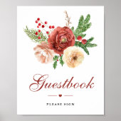 Livre d'or de mariage de feuillage de pin floral d (Devant)