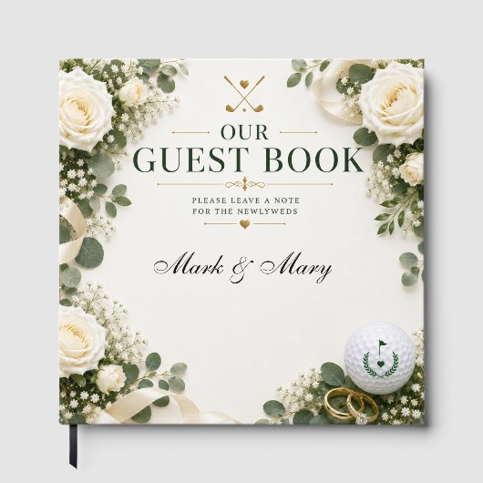 Livre d'or de mariage de golf Roses blanches (Recto)