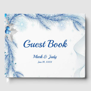 Livre d'or de mariage de Noël Hiver Pin Bleu