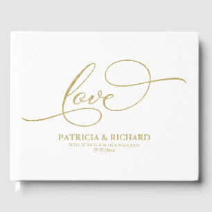 Livre d'or de mariage écriture élégante feuille d'