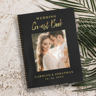Livre d'or de mariage élégant à l'écriture dorée