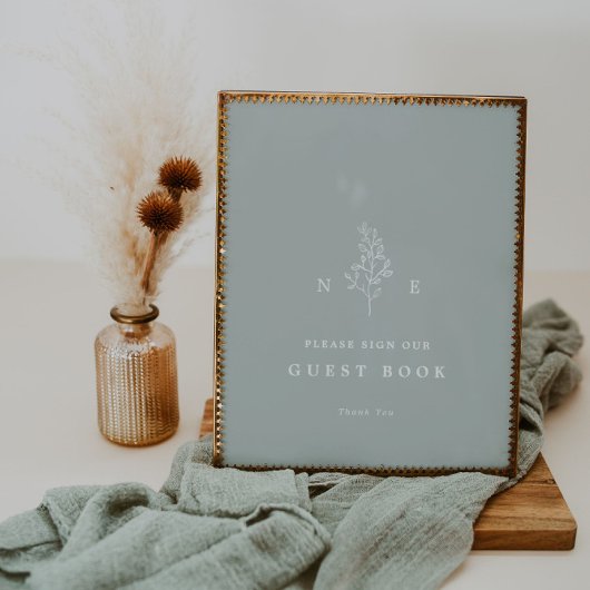 Livre d'or de mariage élégant avec monogramme feui