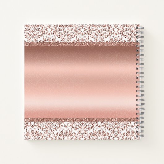 Livre d'or de mariage élégant en rose gold damassé (Dos)