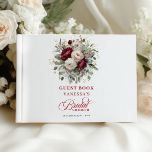 Livre d'or de mariage élégant Floral Marsala pour 