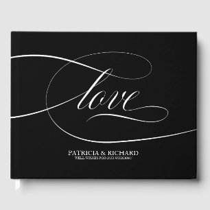 Livre d'or de mariage élégant noir et blanc