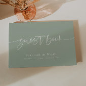 Livre d'or de mariage Elegant Script Sage Cream