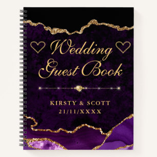 Livre d'or de mariage en agate fausse pailletée or