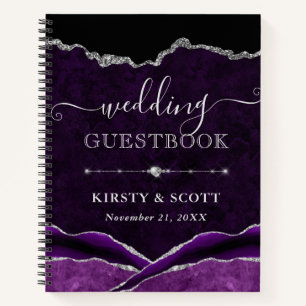 Livre d'or de mariage en Agate Pailletée Violet et