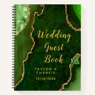 Livre d'or de mariage en Agate Verte et Dorée