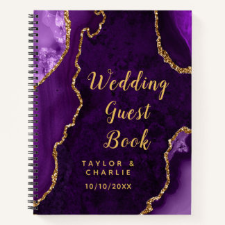 Livre d'or de mariage en Agate Violette et Dorée