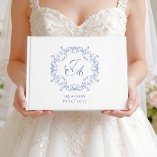 Livre d'or de mariage en bleu poussiéreux Baroque 