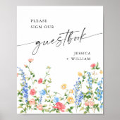 Livre d'or de mariage Fleurs sauvages rose pastel (Devant)