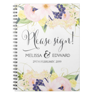 Livre d'or de mariage floral aquarelle de printemp
